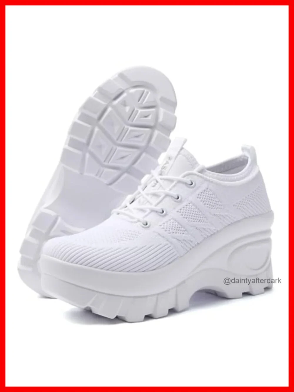 Women's Chunky Platform Knitted Lace Up Lug Sole Orthopedic Walking Shoes